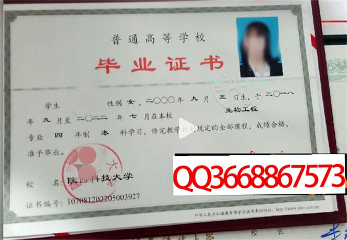 陕西科技大学2022年毕业证样本