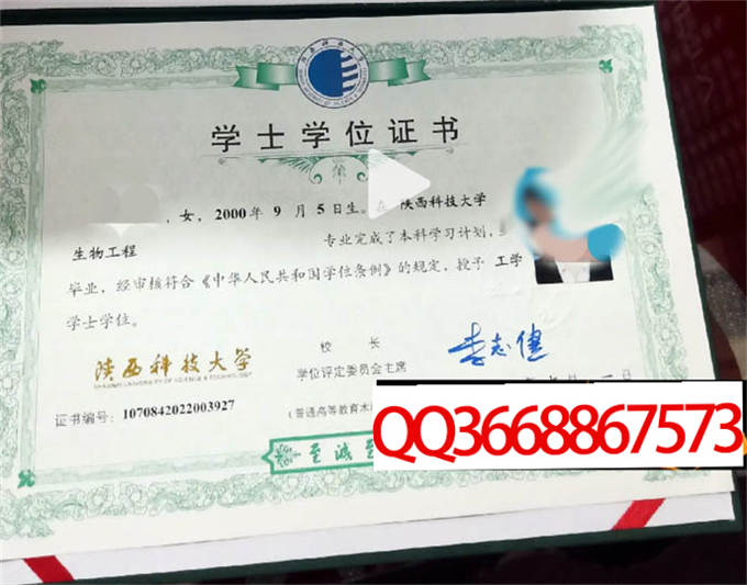 陕西科技大学2022年学位证样本