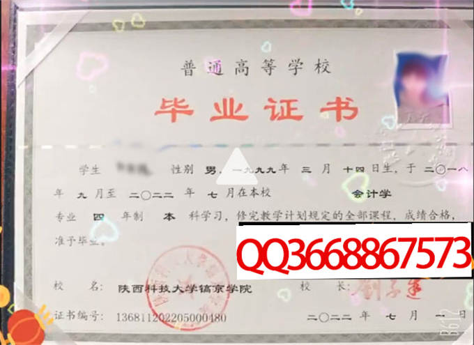 陕西科技大学镐京学院2022年毕业证样本