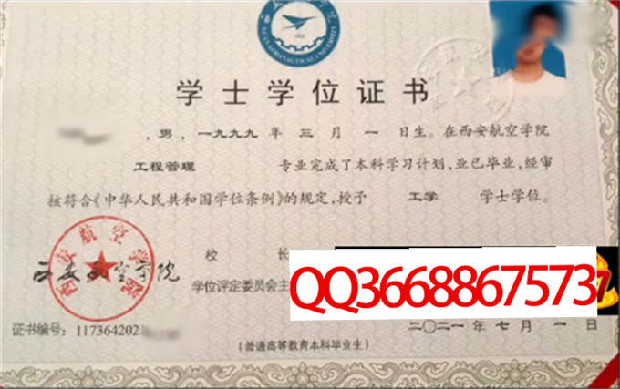 西安航空学院2021年学位证样本