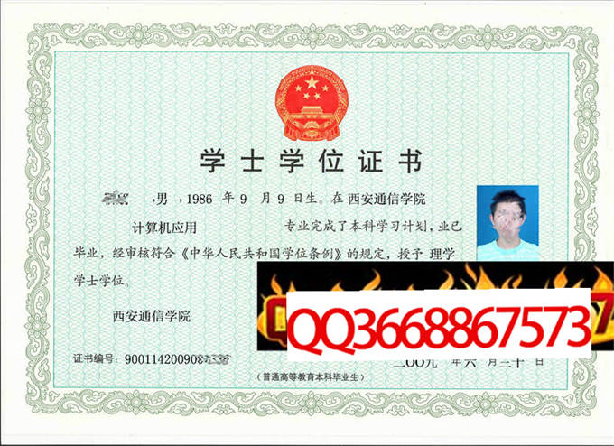 西安通信学院2009年学位证样本