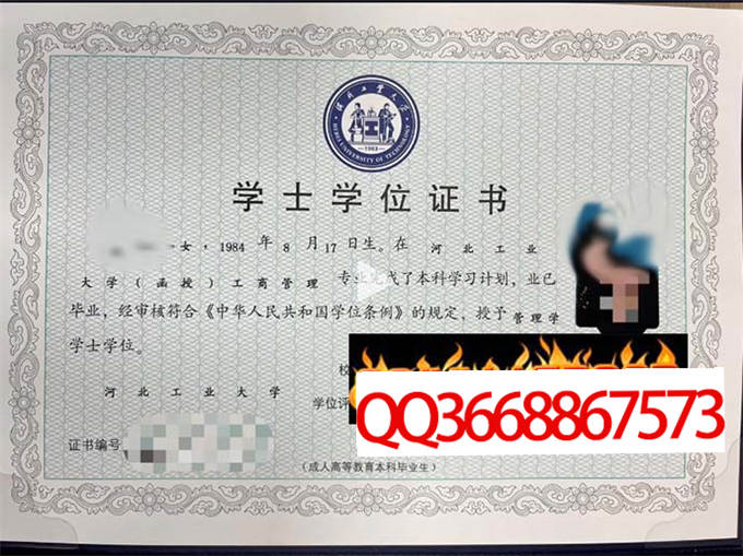 河北工业大学2022年学位证样本