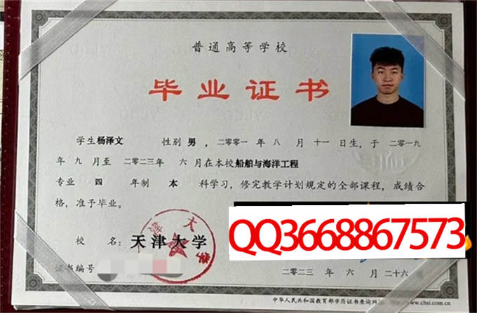 天津大学2023年毕业证样本