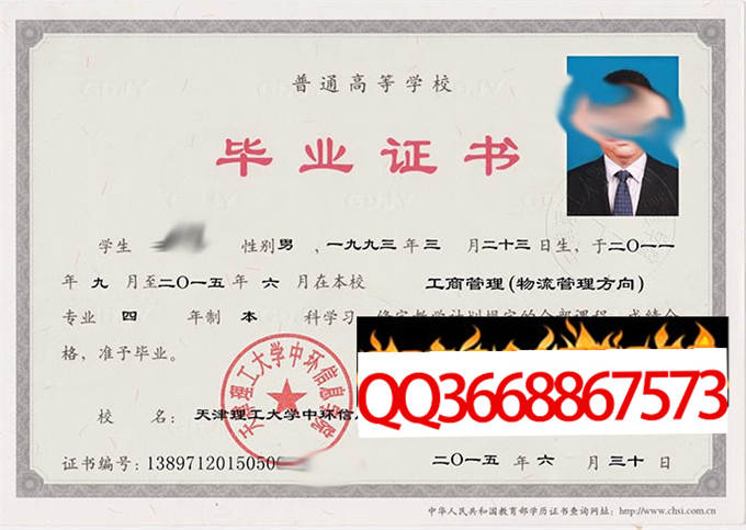 天津理工大学中环信息学院2015年毕业证样本