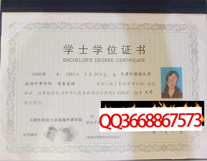 天津外国语大学滨海外事学院2023年学位证样本