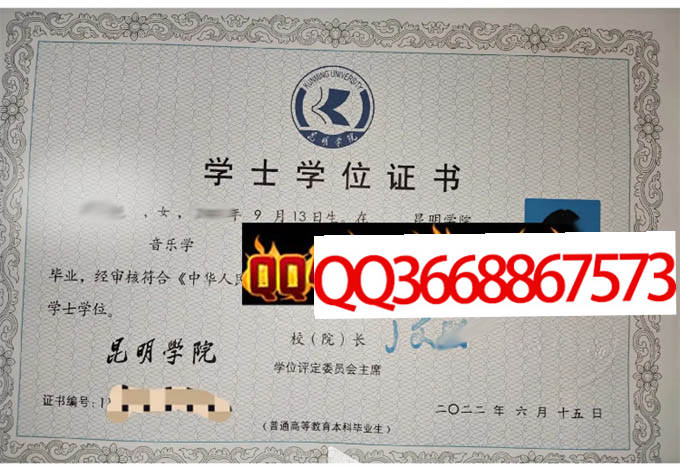 昆明大学2022年学位证样本