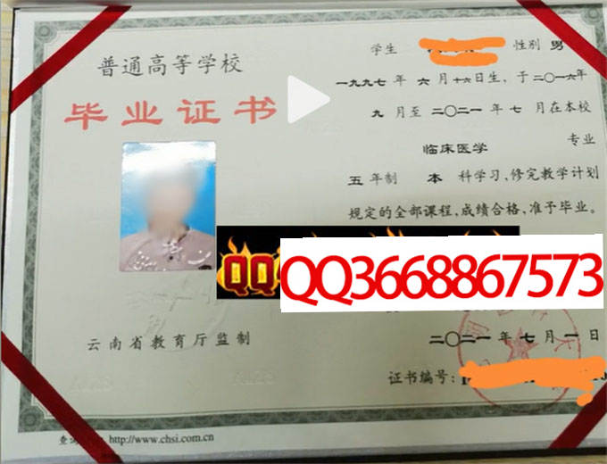 昆明医科大学2021年毕业证样本