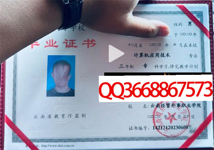云南经贸外事职业学院2023年毕业证样本