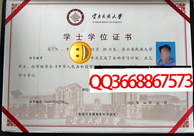 云南民族大学2023年学位证样本