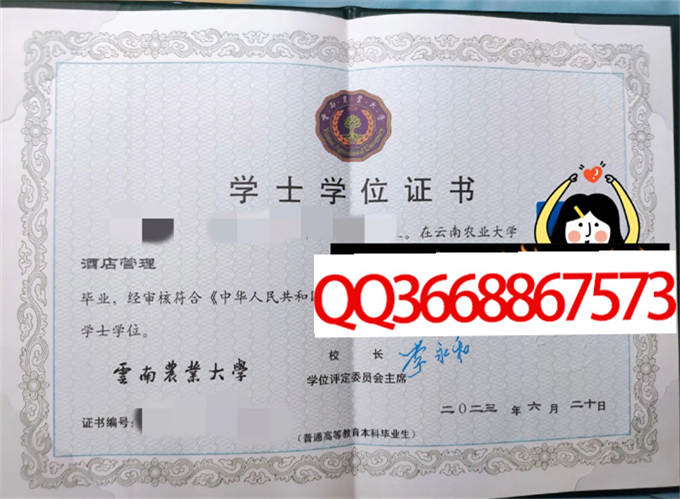 云南农业大学2023年学位证样本