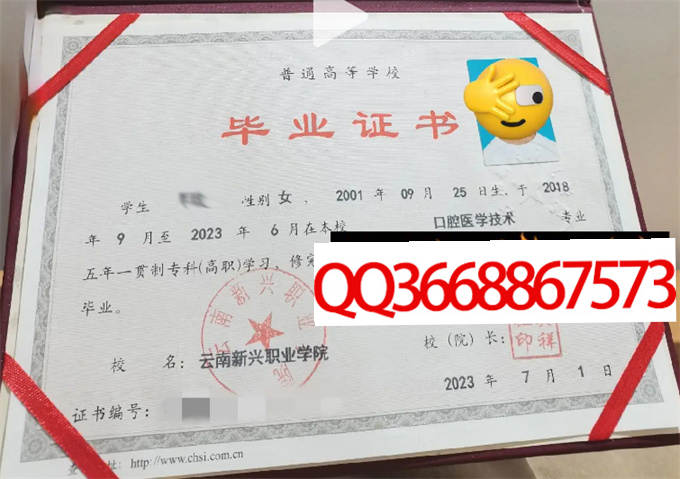 云南新兴职业学院2023年毕业证样本