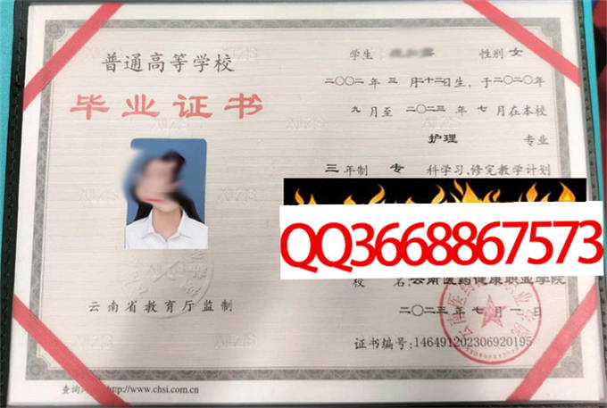 云南医药健康职业学院2023年毕业证样本