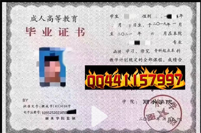 丽水学院2021年毕业证样本