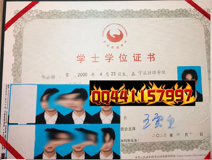宁波财经学院2023年学位证样本