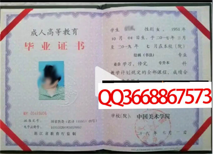 中国美术学院2019年毕业证样本