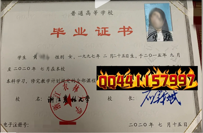 浙江农林大学2020年毕业证样本