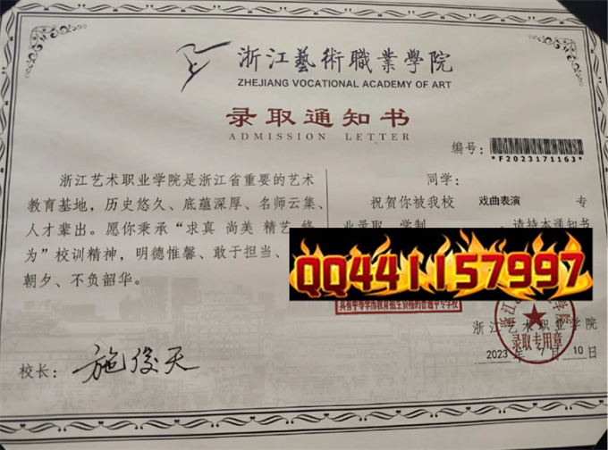 浙江艺术职业学院2023年毕业证学位证样本